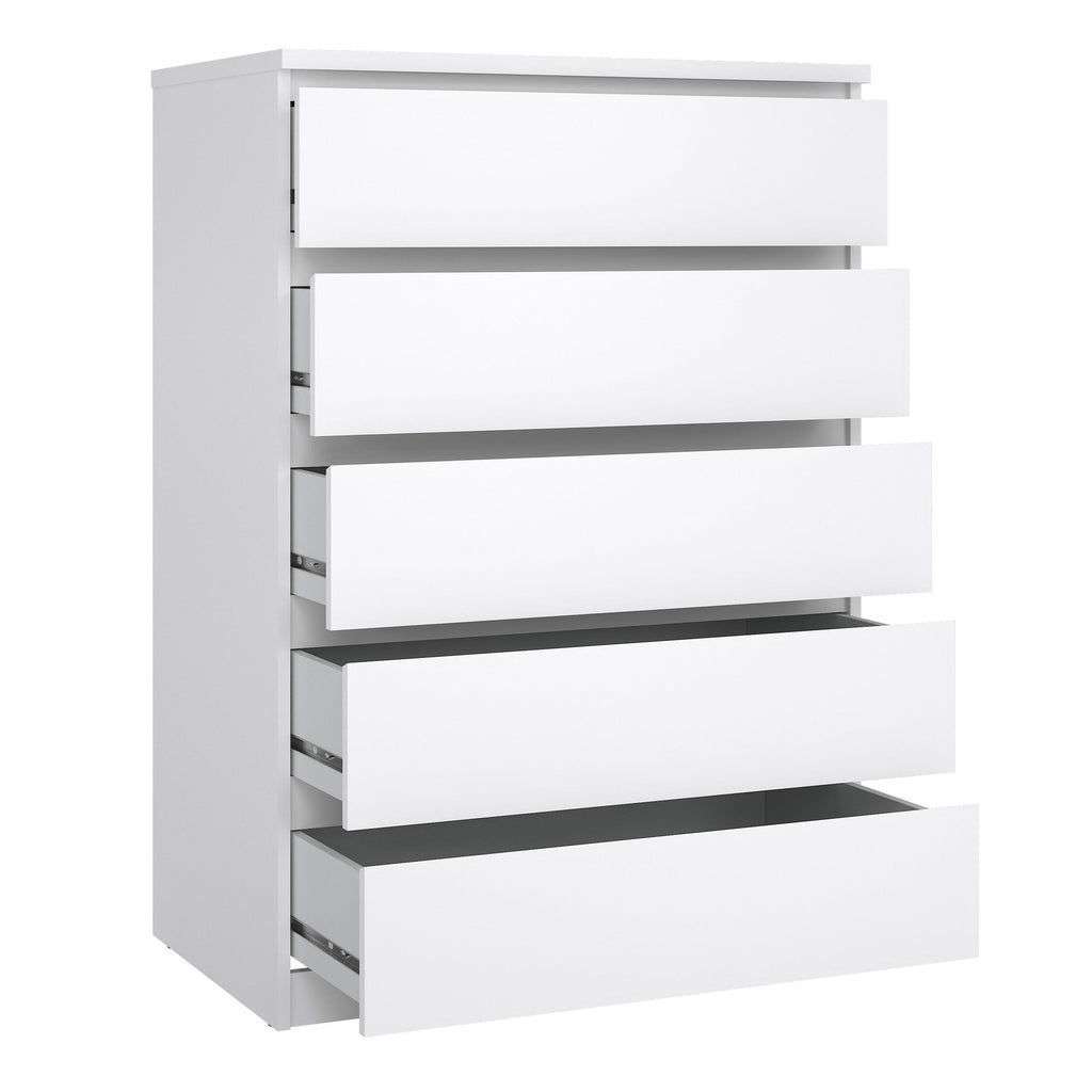 Naia Chest of 5 Drawers in White High Gloss - image 4
