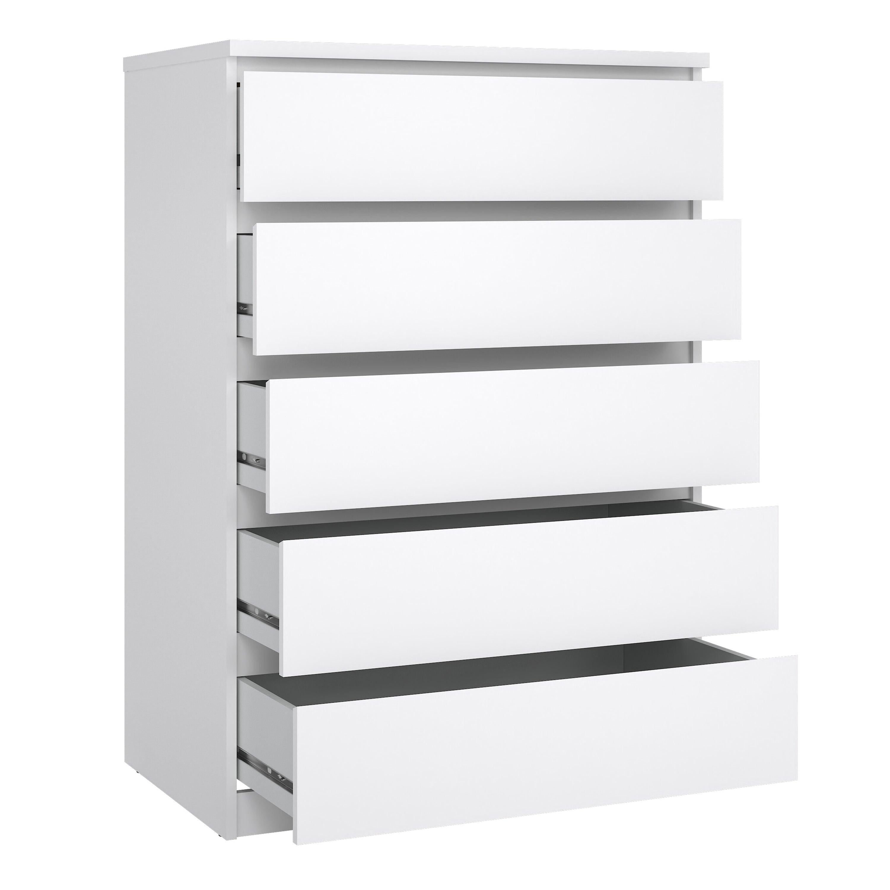Naia Chest of 5 Drawers in White High Gloss - image 4