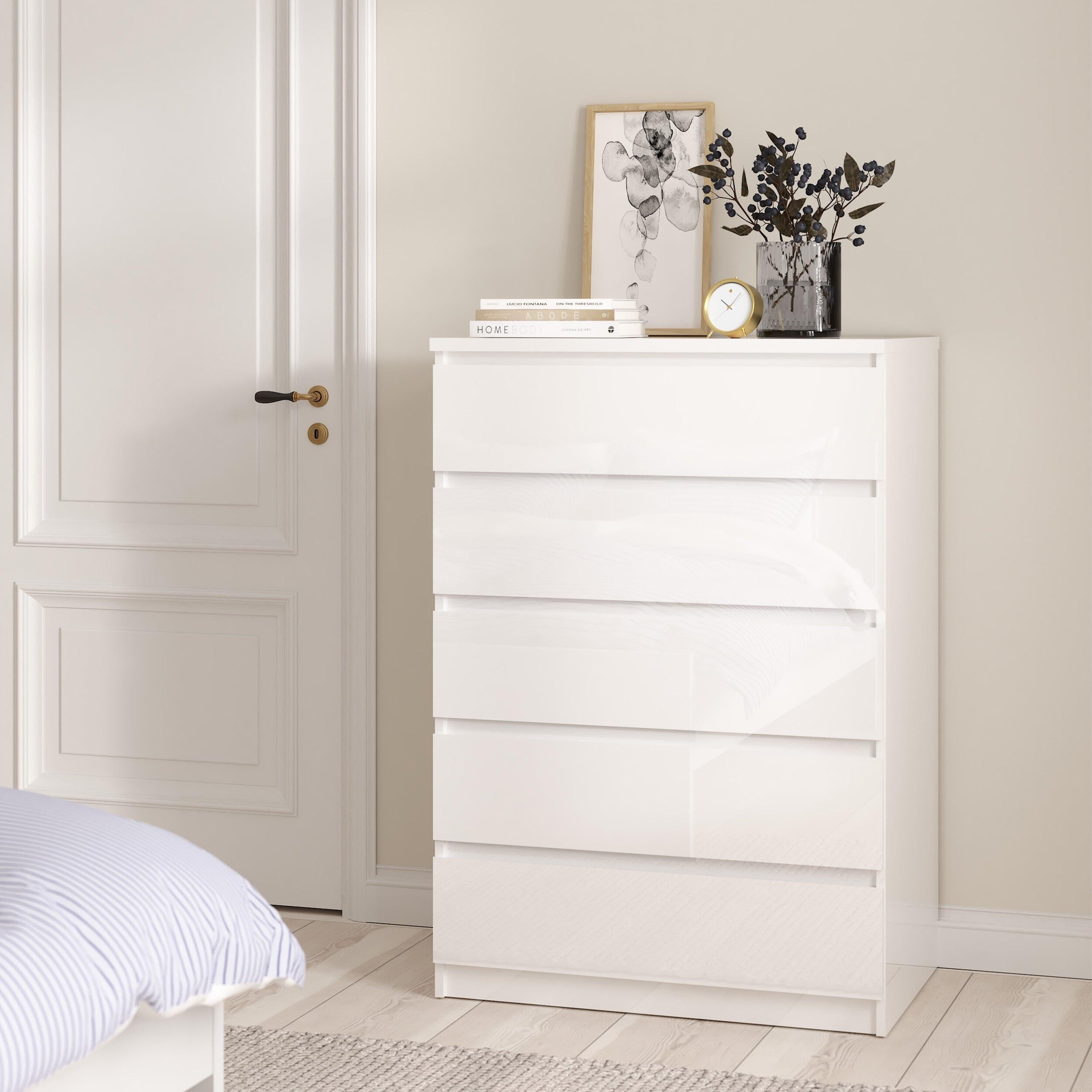 Naia Chest of 5 Drawers in White High Gloss - image 5