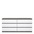 Naia Wide Chest of 6 Drawers (3+3) in Concrete and White High Gloss - image 2