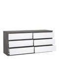 Naia Wide Chest of 6 Drawers (3+3) in Concrete and White High Gloss - image 4