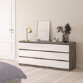 Naia Wide Chest of 6 Drawers (3+3) in Concrete and White High Gloss - image 5