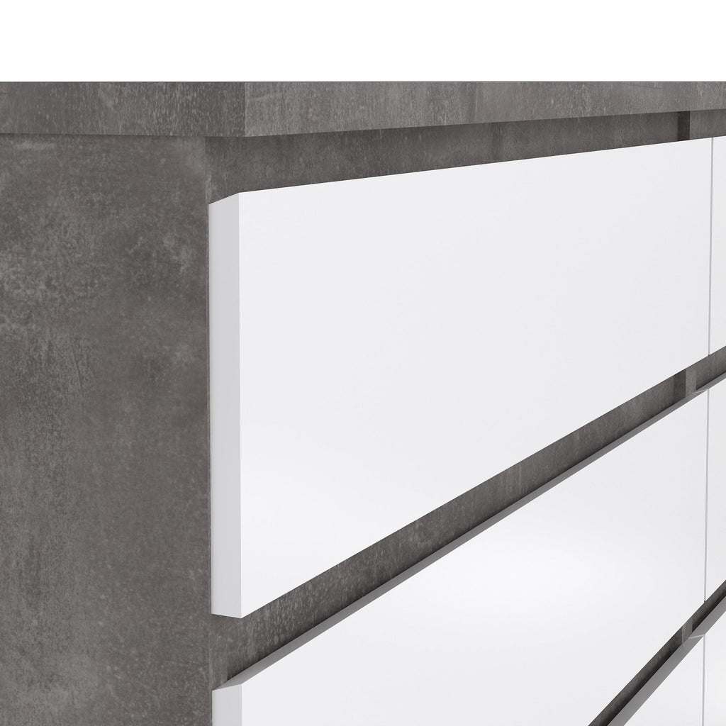 Naia Wide Chest of 6 Drawers (3+3) in Concrete and White High Gloss - image 6
