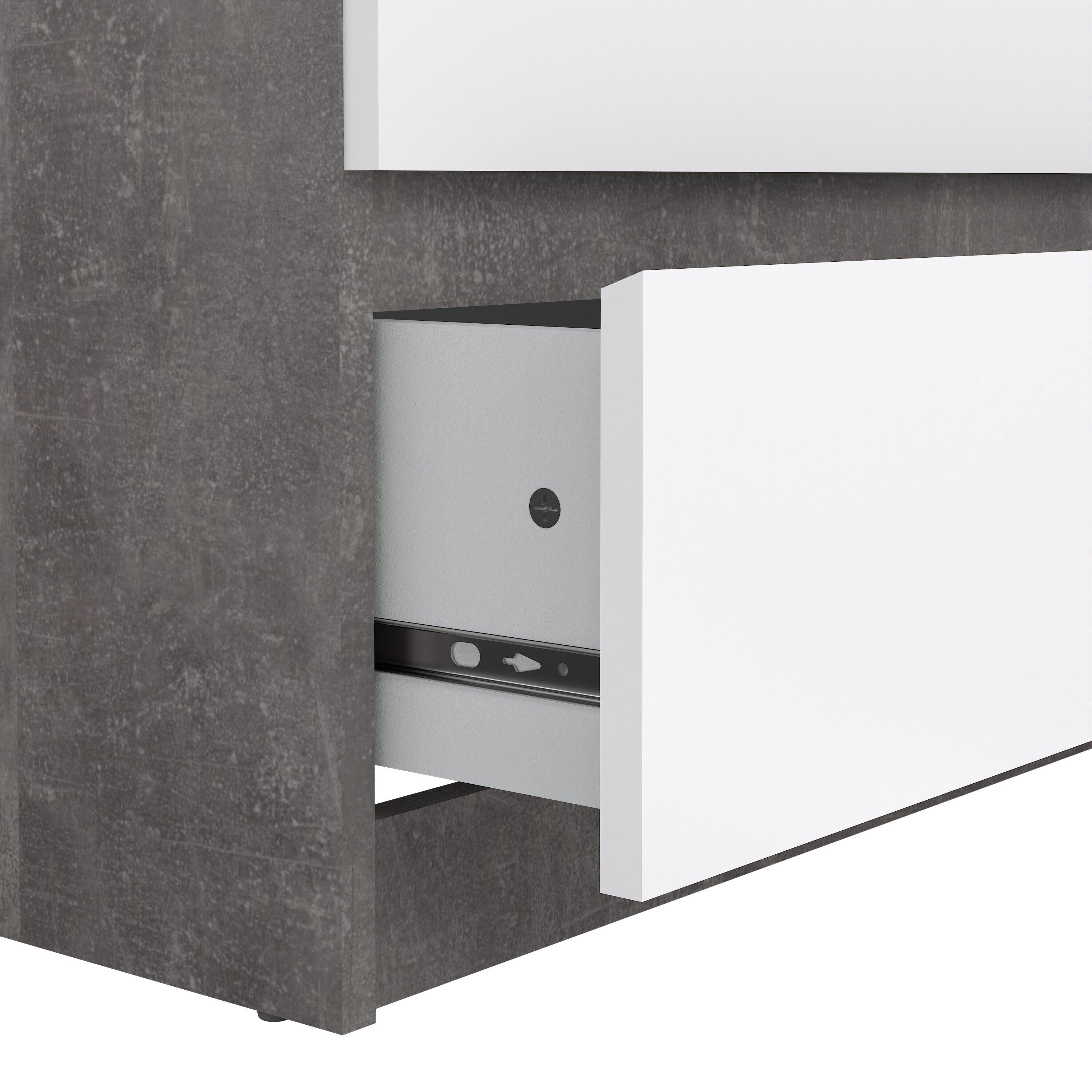 Naia Wide Chest of 6 Drawers (3+3) in Concrete and White High Gloss - image 7