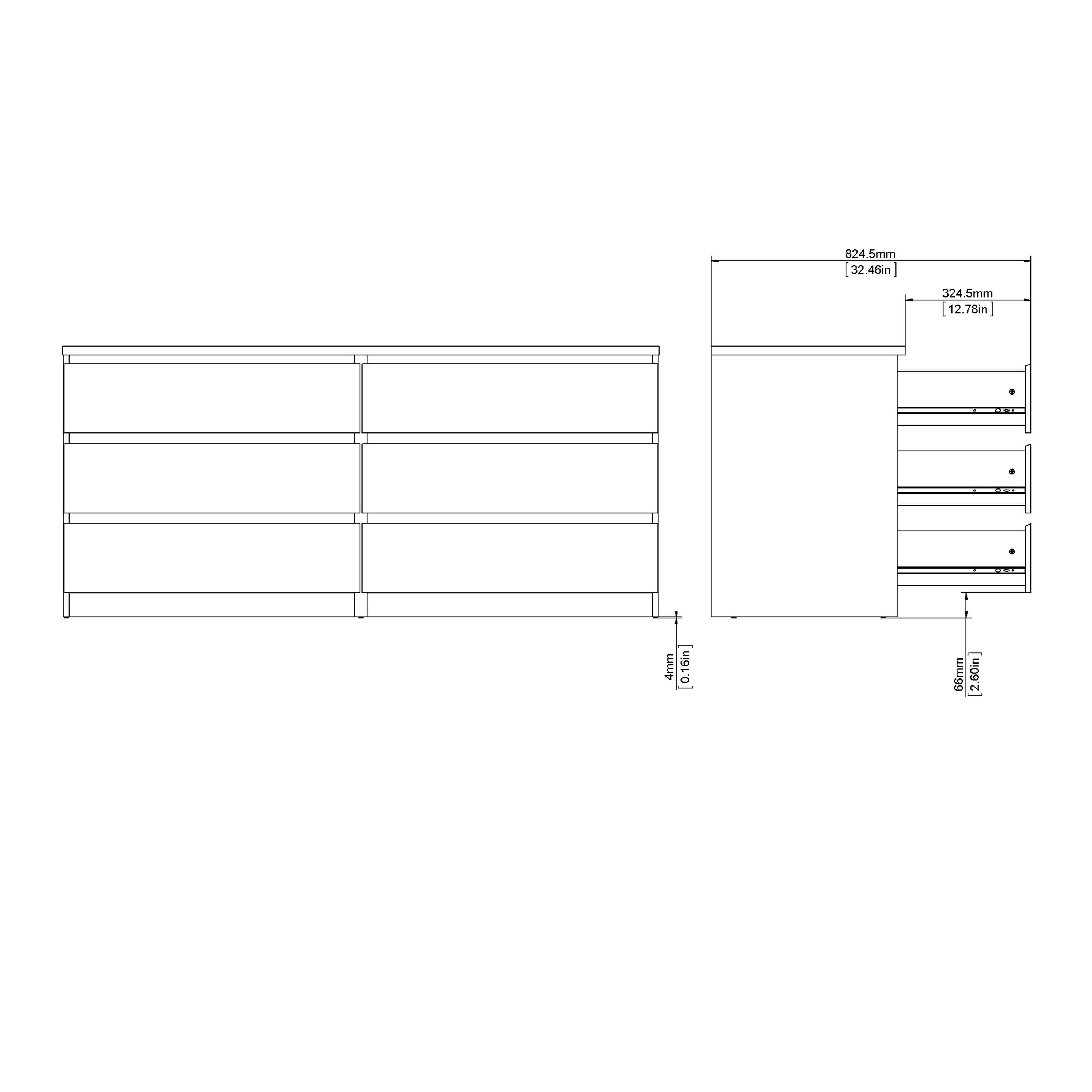 Naia Wide Chest of 6 Drawers (3+3) in Concrete and White High Gloss - image 9