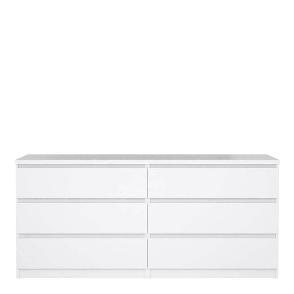 Naia Wide Chest of 6 Drawers (3+3) in White High Gloss - image 2