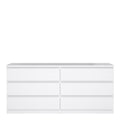 Naia Wide Chest of 6 Drawers (3+3) in White High Gloss - image 2