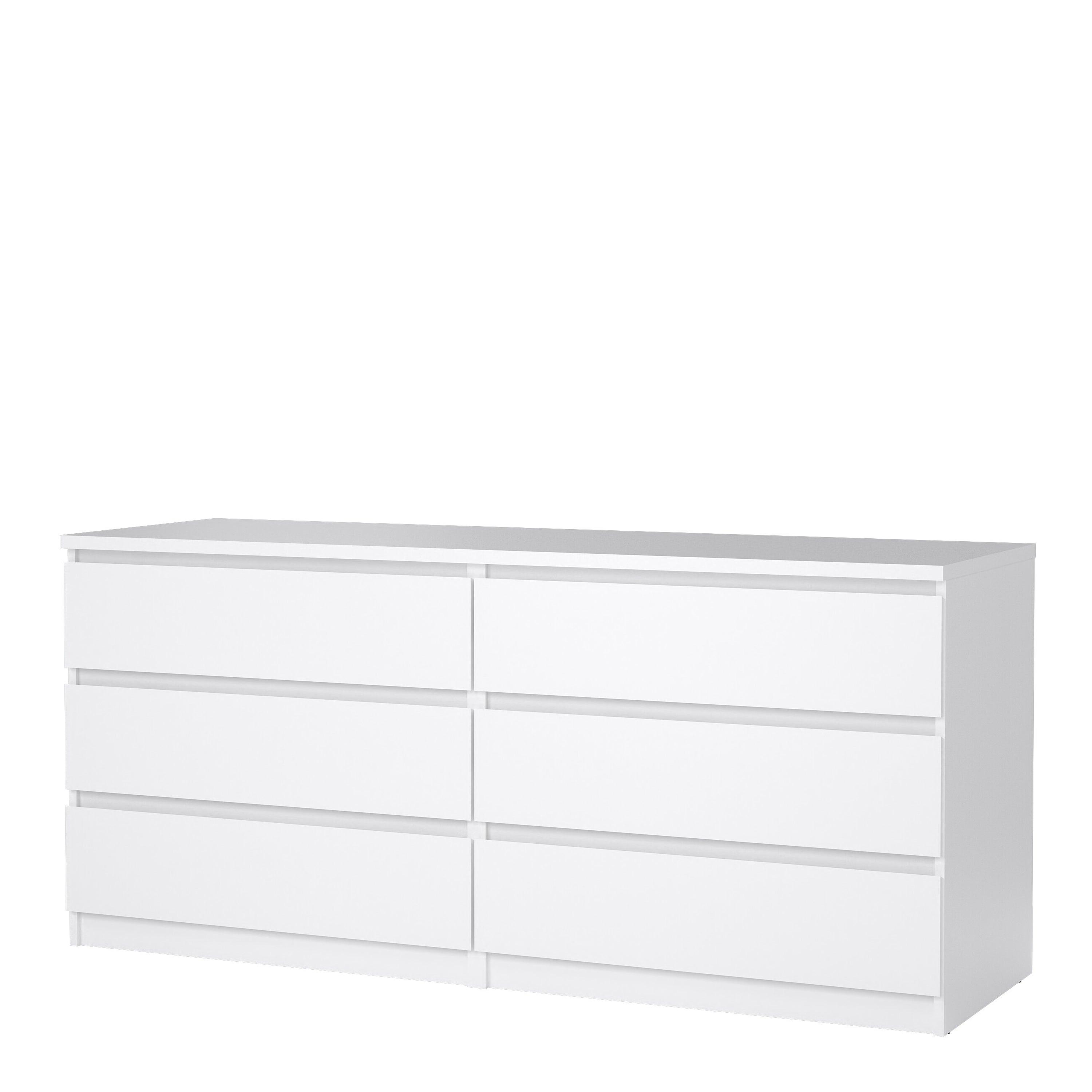 Naia Wide Chest of 6 Drawers (3+3) in White High Gloss - image 3