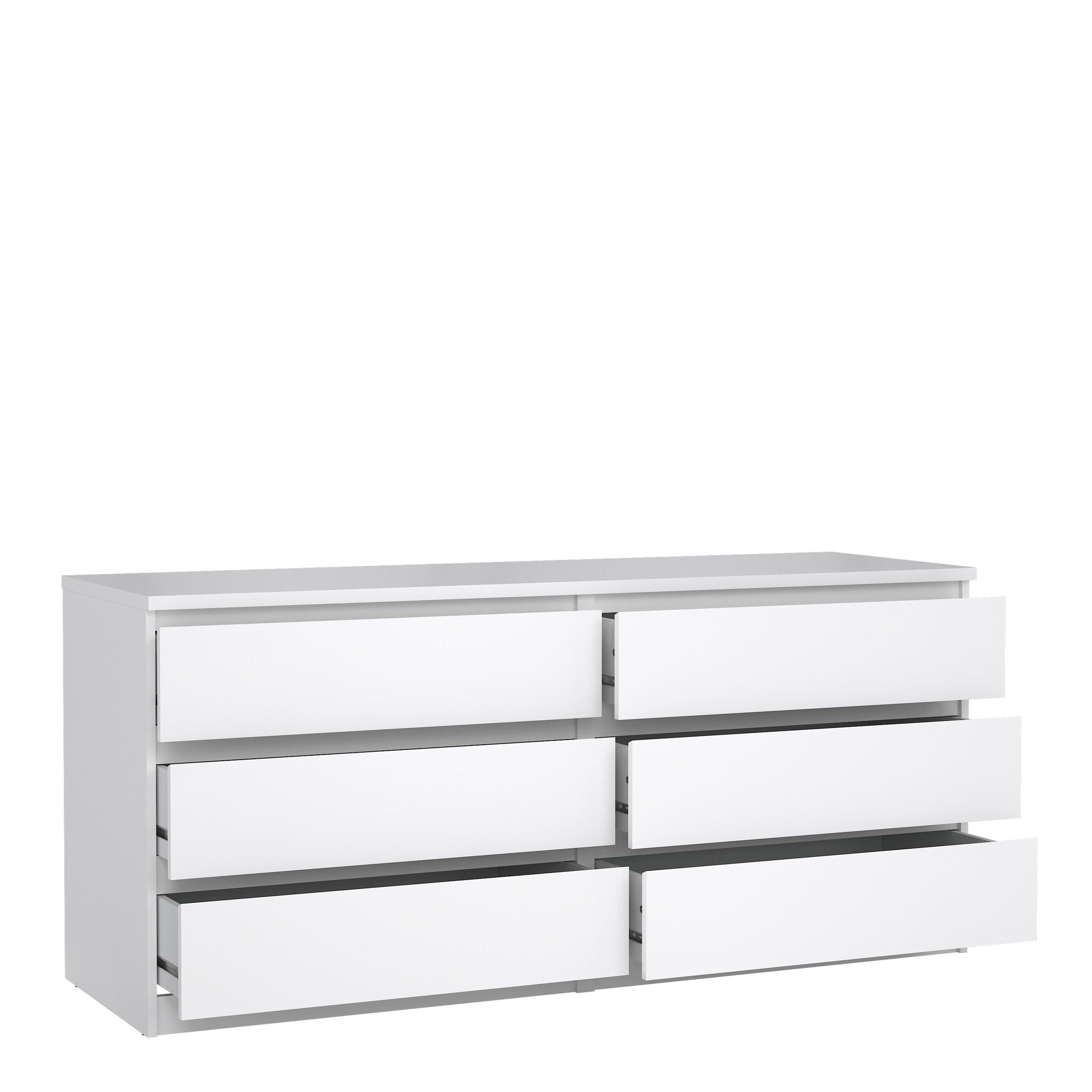 Naia Wide Chest of 6 Drawers (3+3) in White High Gloss - image 4