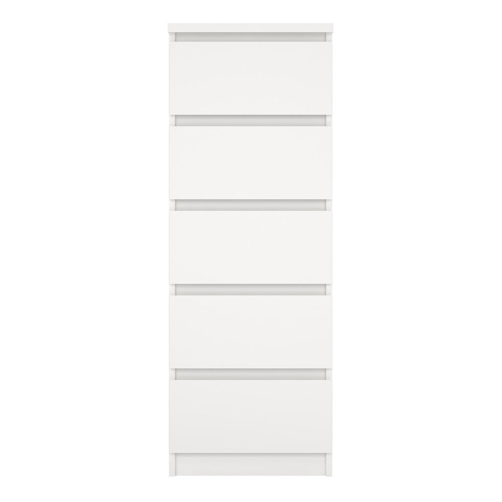 Naia Narrow Chest of 5 Drawers in White - image 2