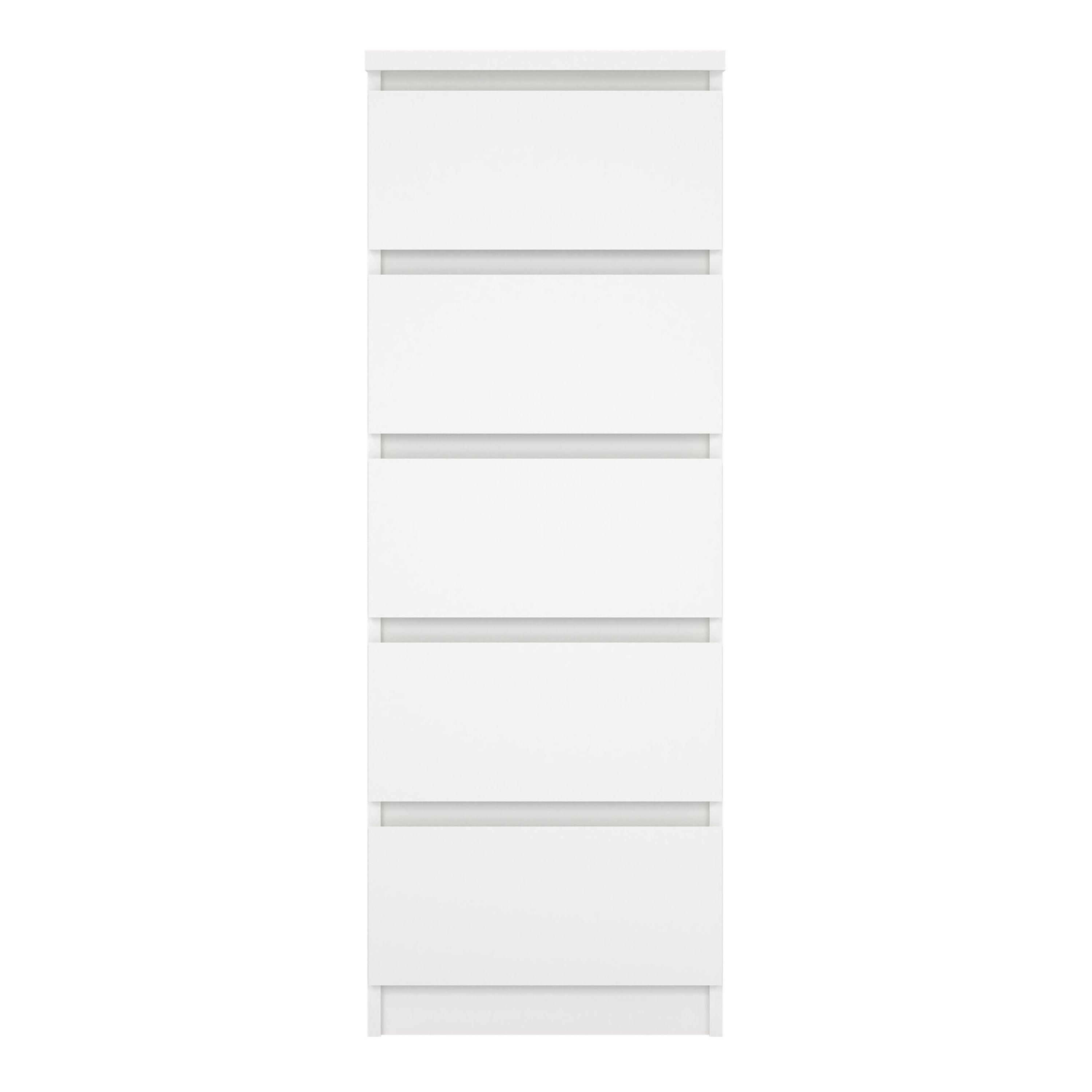 Naia Narrow Chest of 5 Drawers in White - image 2