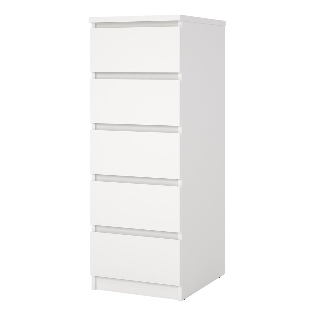 Naia Narrow Chest of 5 Drawers in White - image 3