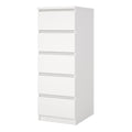 Naia Narrow Chest of 5 Drawers in White - image 3