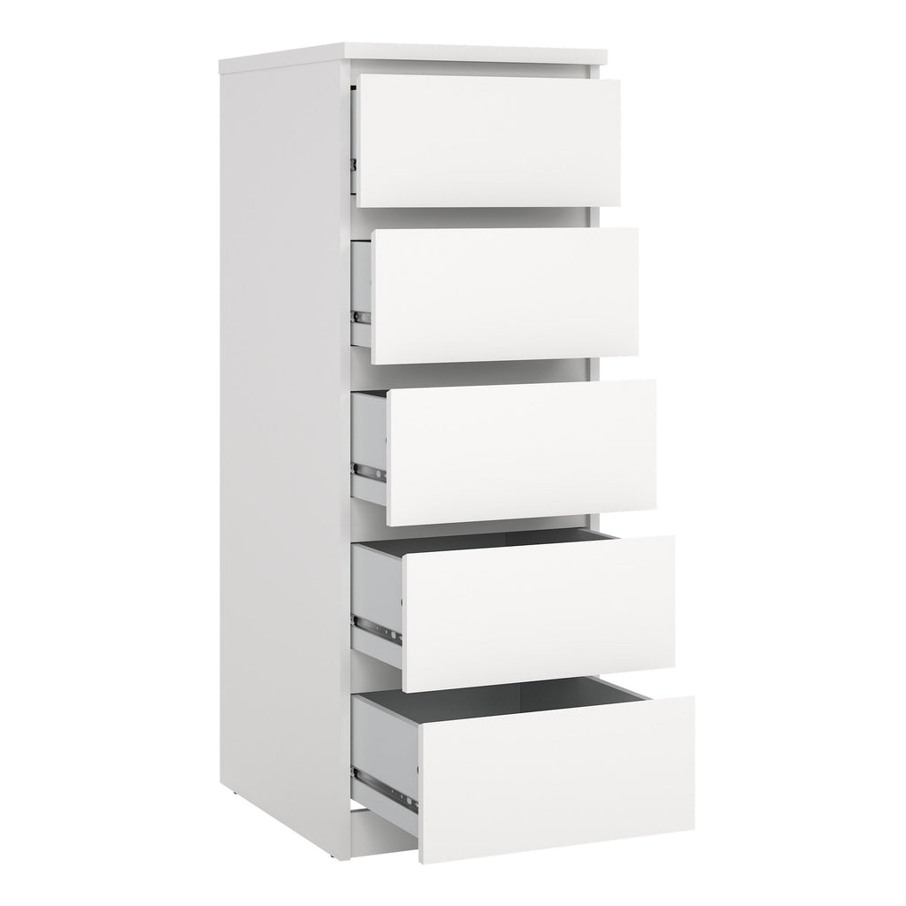 Naia Narrow Chest of 5 Drawers in White - image 4