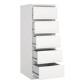 Naia Narrow Chest of 5 Drawers in White - image 4
