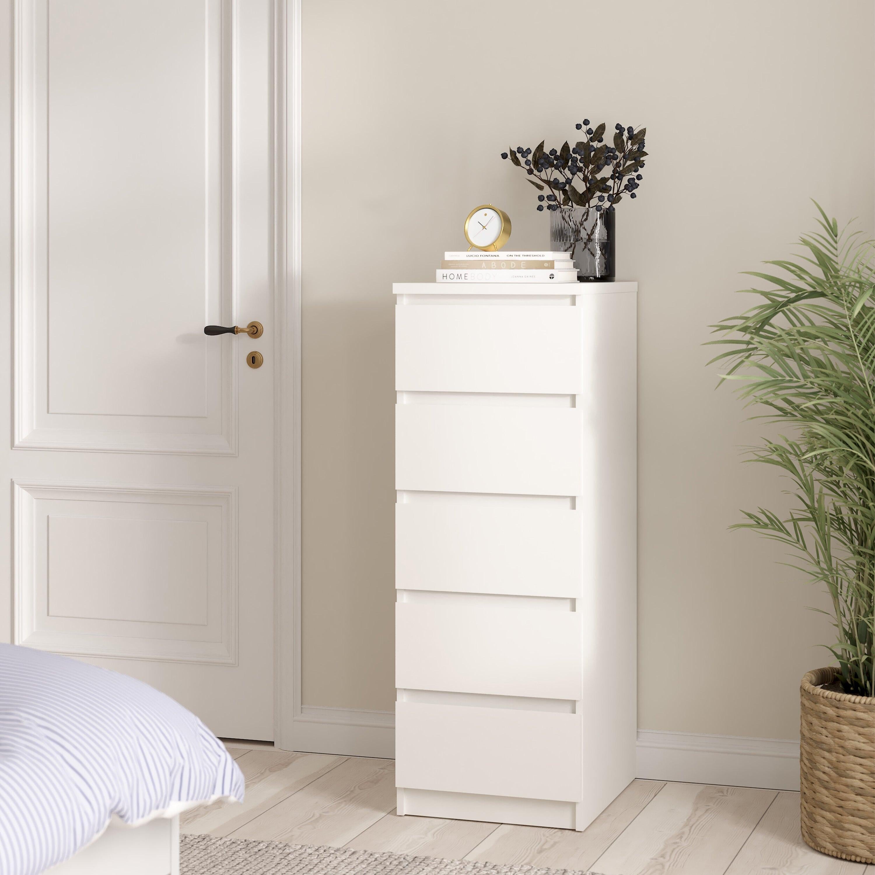 Naia Narrow Chest of 5 Drawers in White - image 5