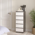 Naia Narrow Chest of 5 Drawers in Concrete and White High Gloss - image 5
