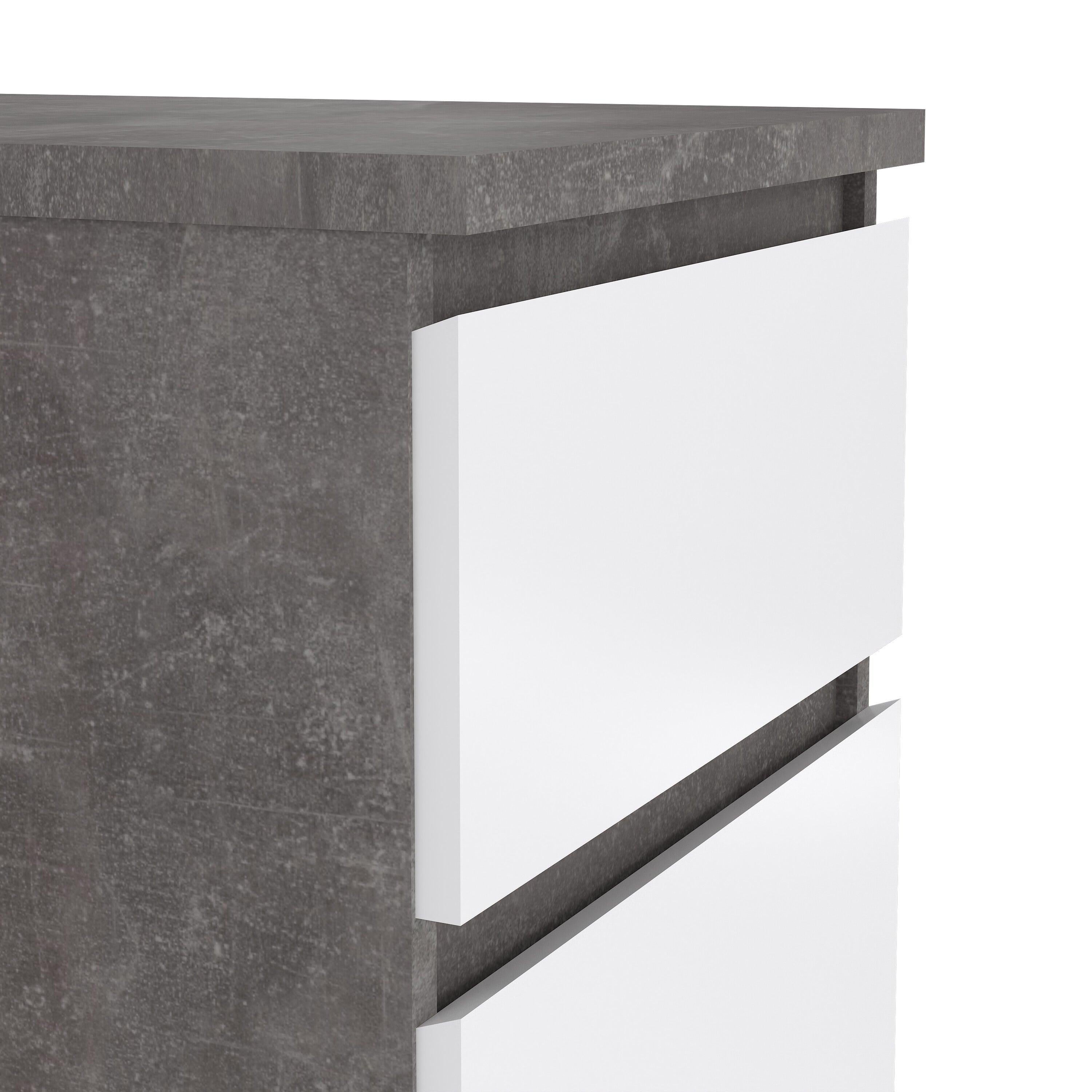 Naia Narrow Chest of 5 Drawers in Concrete and White High Gloss - image 6
