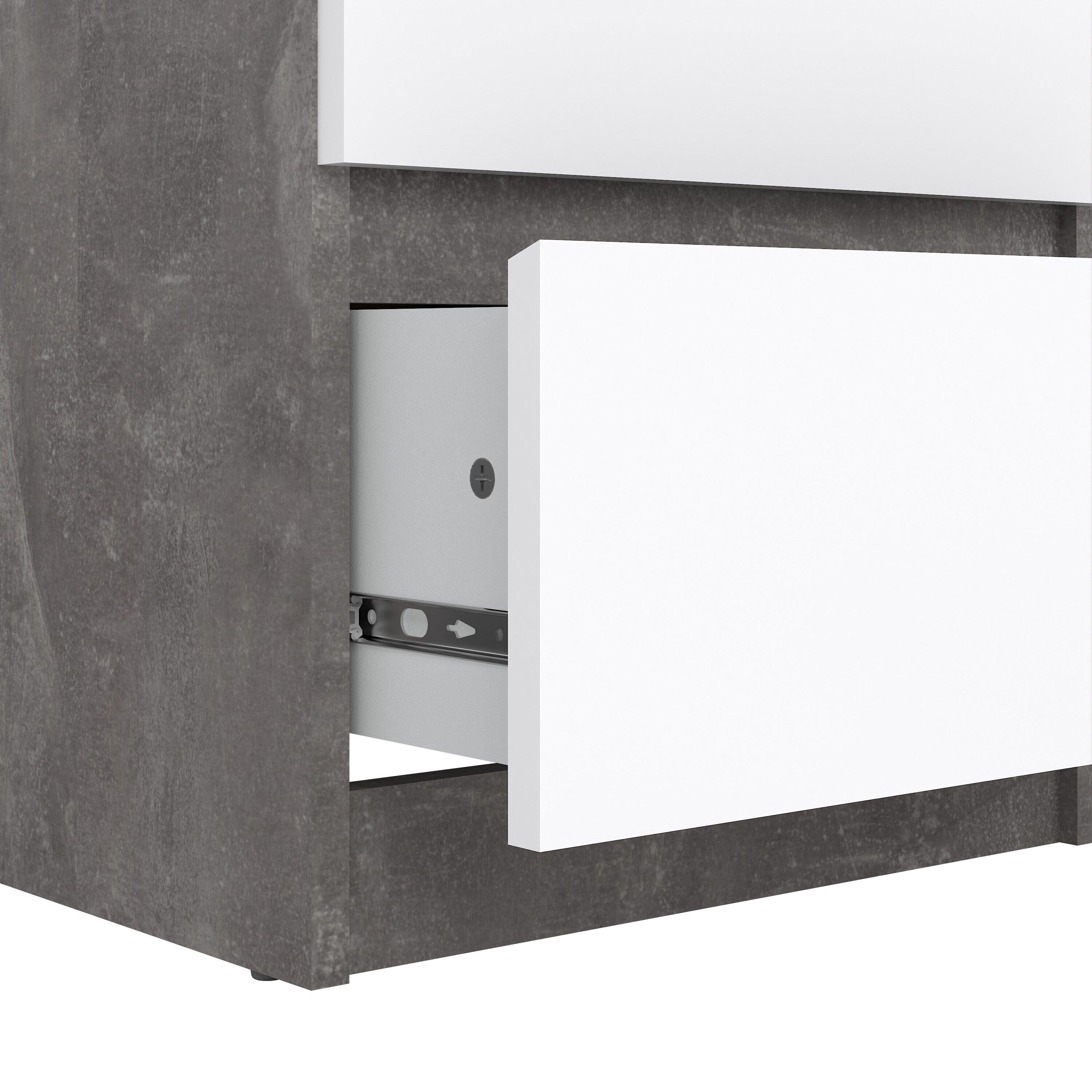 Naia Narrow Chest of 5 Drawers in Concrete and White High Gloss - image 7