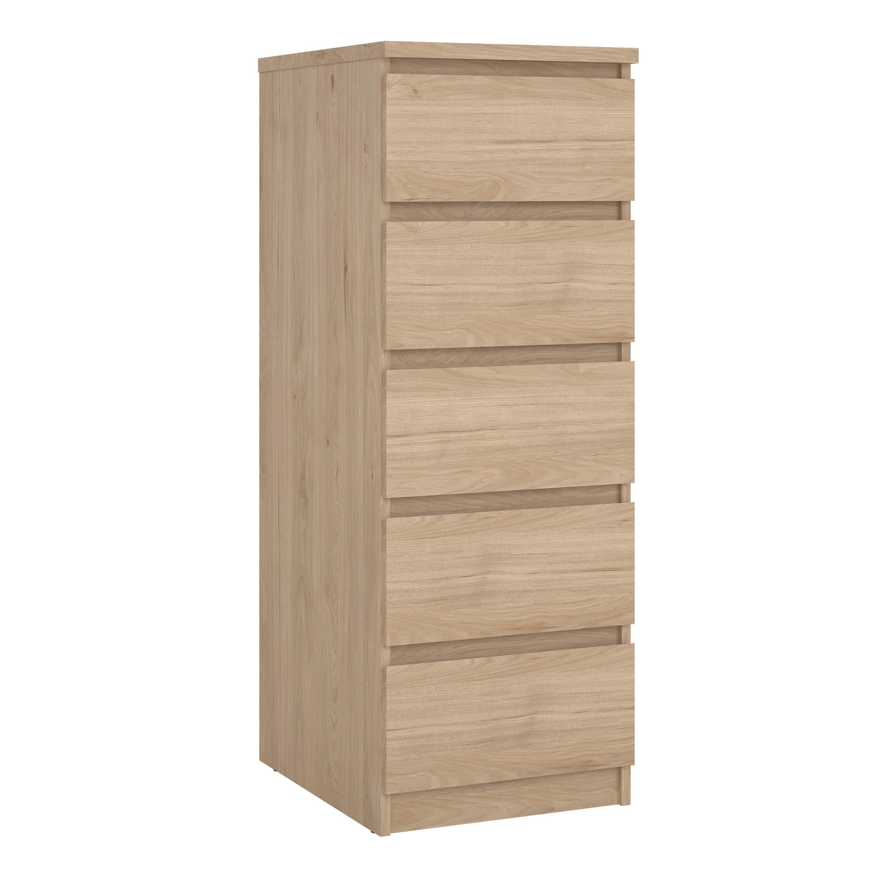 Naia Narrow Chest of 5 Drawers in Jackson Hickory Oak