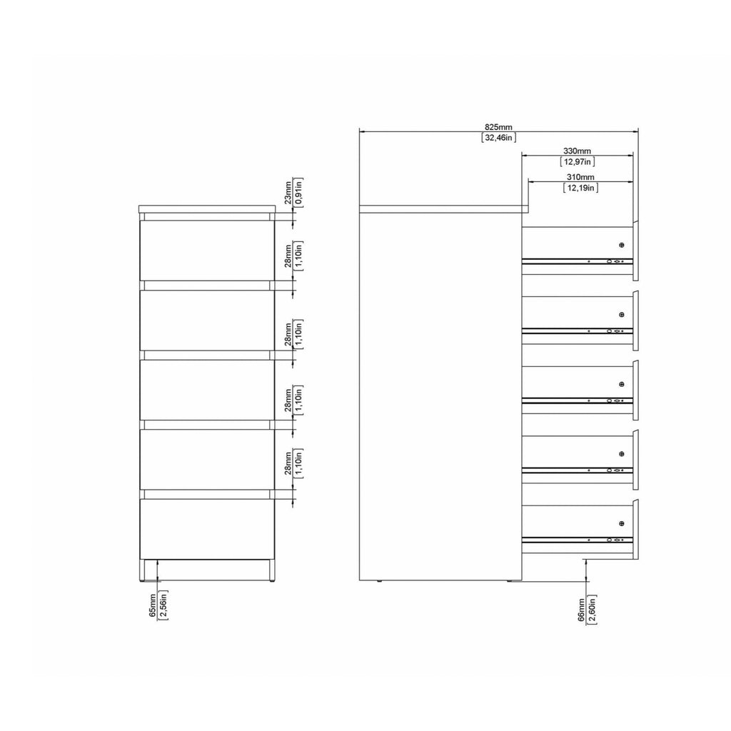 Naia Narrow Chest of 5 Drawers in Jackson Hickory Oak - image 10