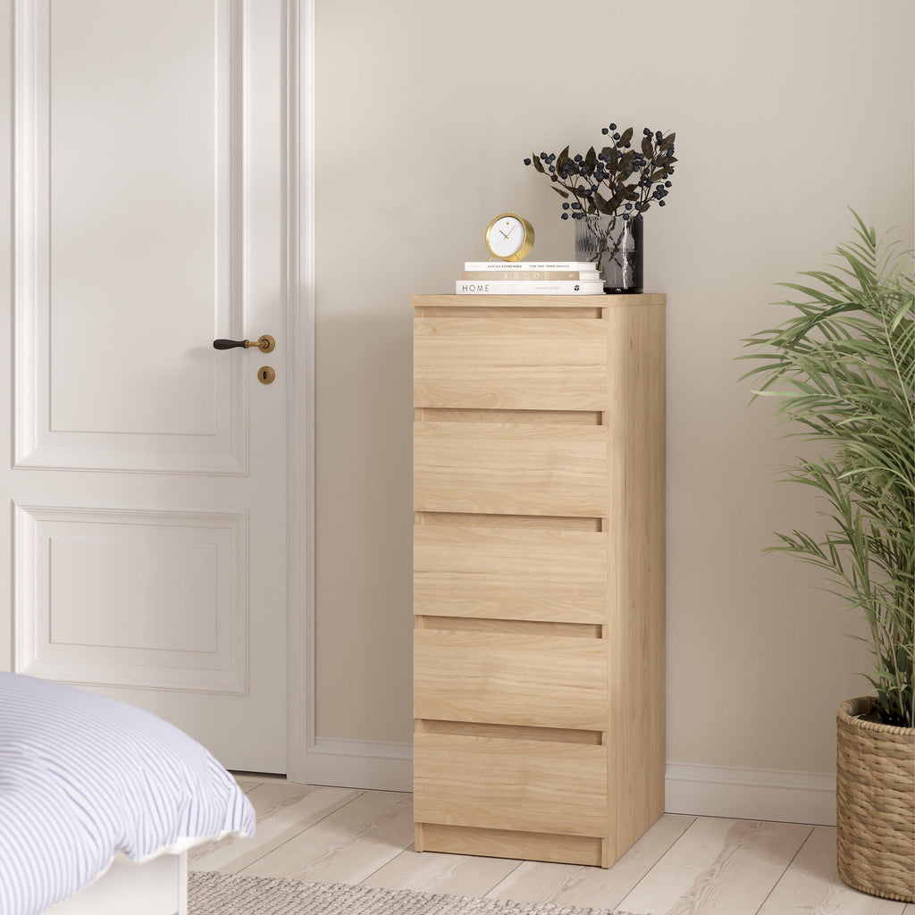 Naia Narrow Chest of 5 Drawers in Jackson Hickory Oak - image 5