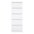 Naia Narrow Chest of 5 Drawers in White High Gloss - image 2