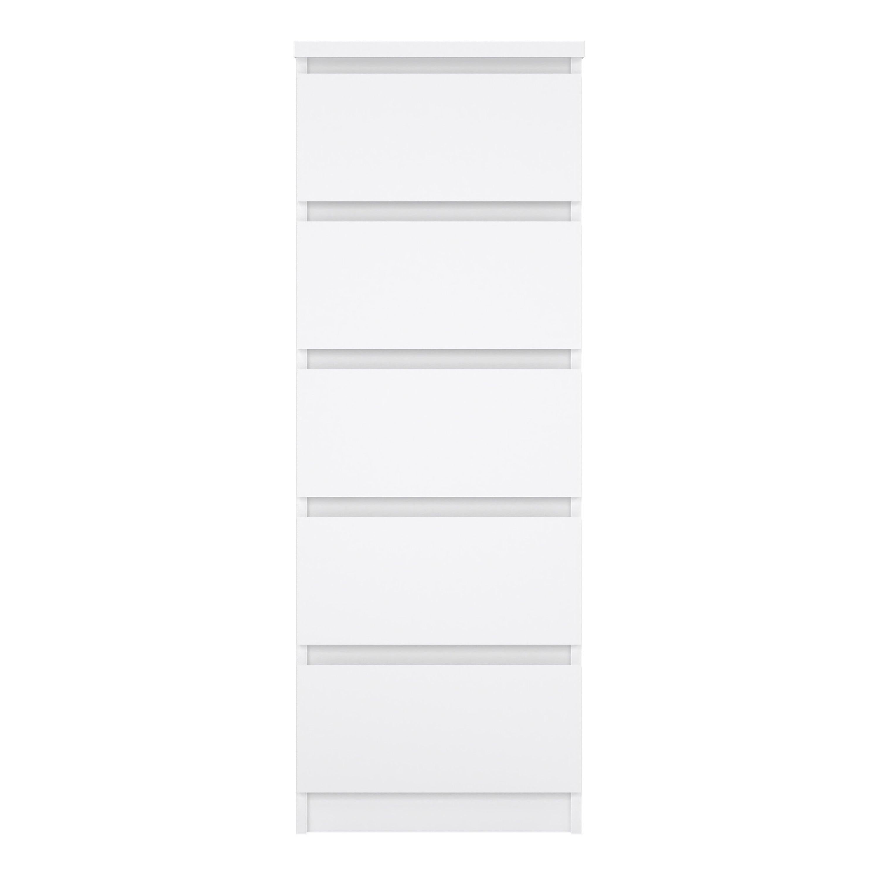 Naia Narrow Chest of 5 Drawers in White High Gloss - image 2