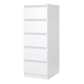 Naia Narrow Chest of 5 Drawers in White High Gloss - image 3