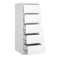 Naia Narrow Chest of 5 Drawers in White High Gloss - image 4