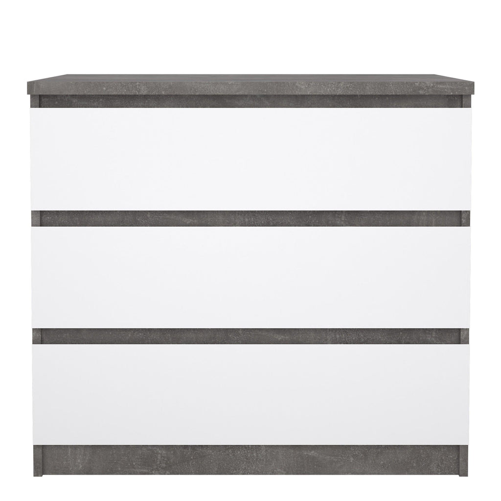 Naia Chest of 3 Drawers in Concrete and White High Gloss - image 2