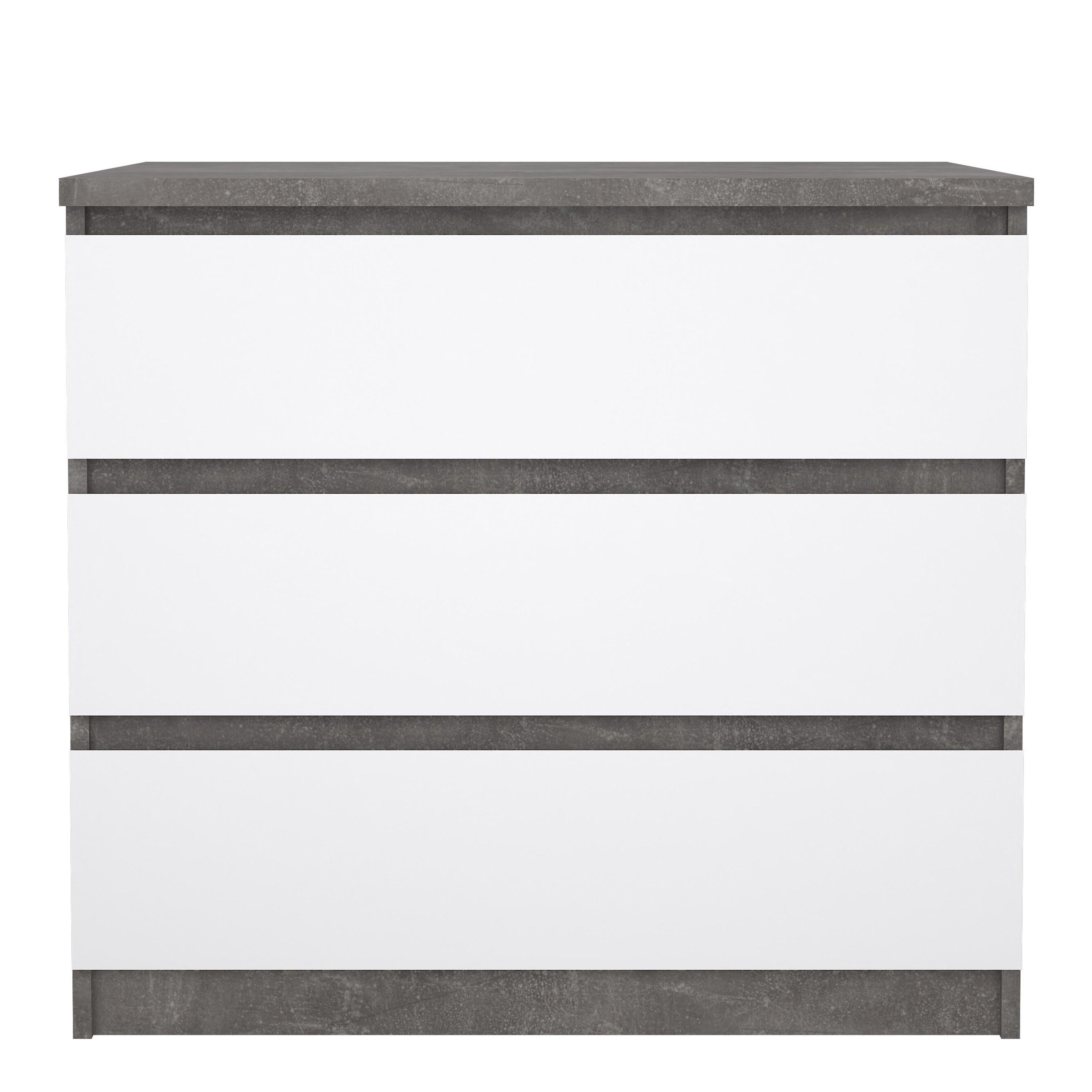 Naia Chest of 3 Drawers in Concrete and White High Gloss - image 2