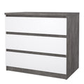 Naia Chest of 3 Drawers in Concrete and White High Gloss - image 3
