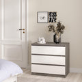 Naia Chest of 3 Drawers in Concrete and White High Gloss - image 5