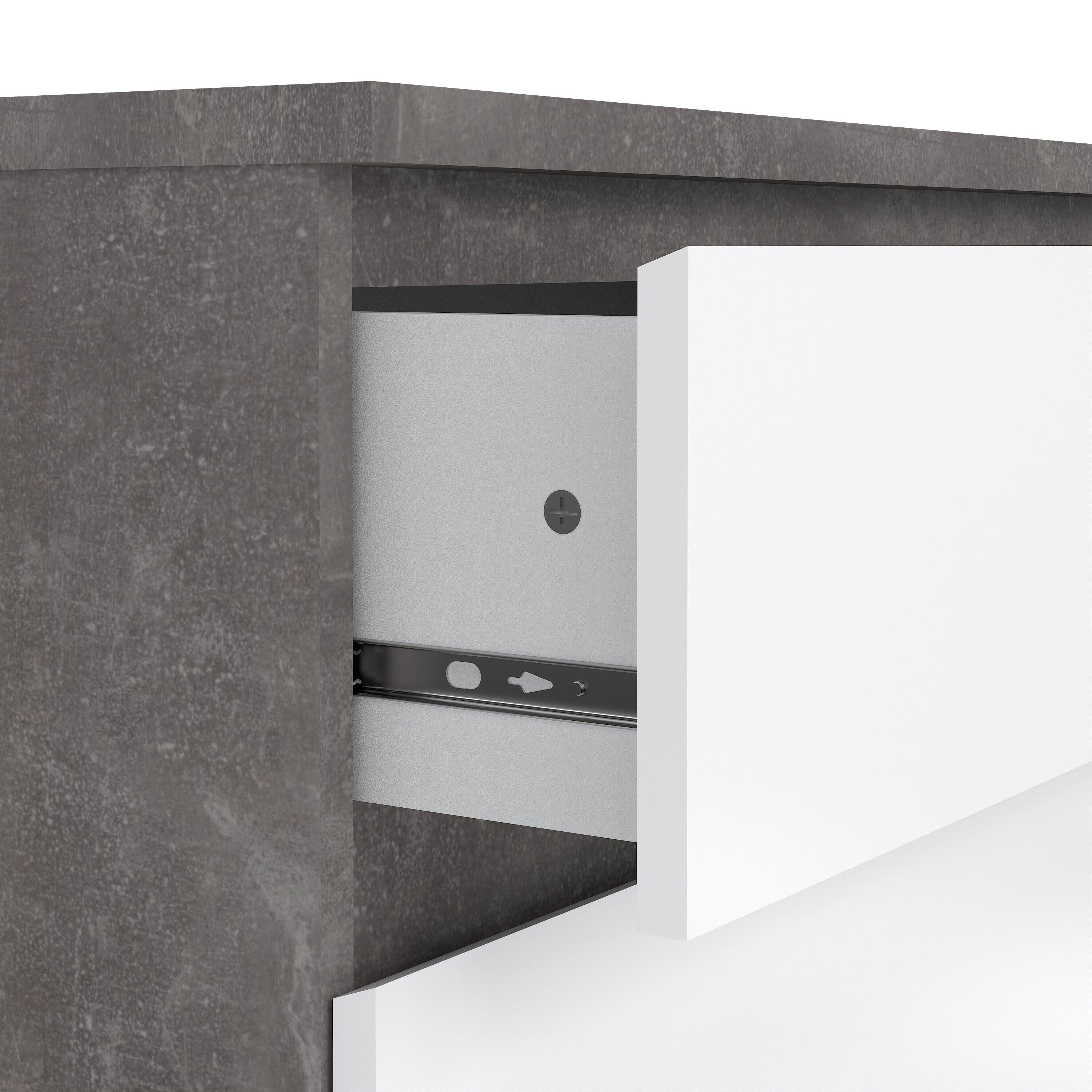 Naia Chest of 3 Drawers in Concrete and White High Gloss - image 6