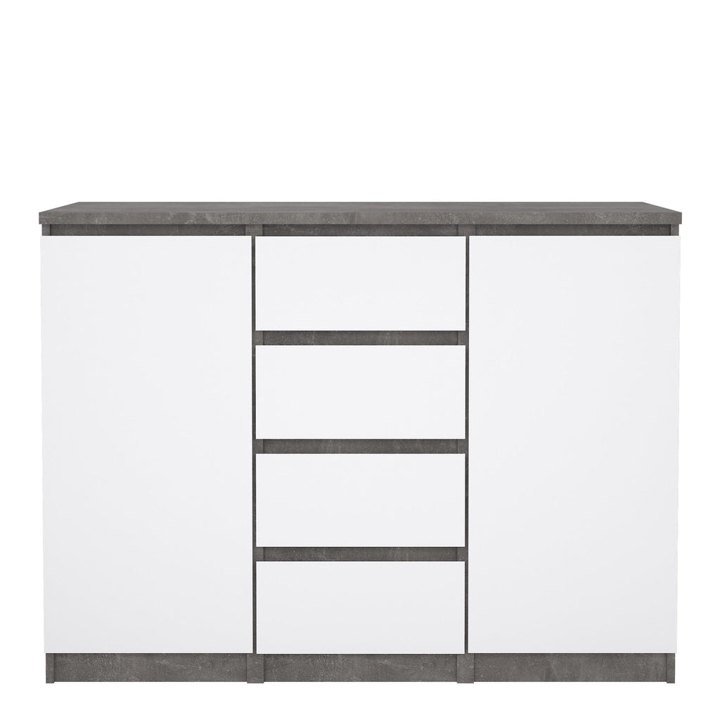 Naia Sideboard 4 Drawers 2 Doors in Concrete and White High Gloss - image 2