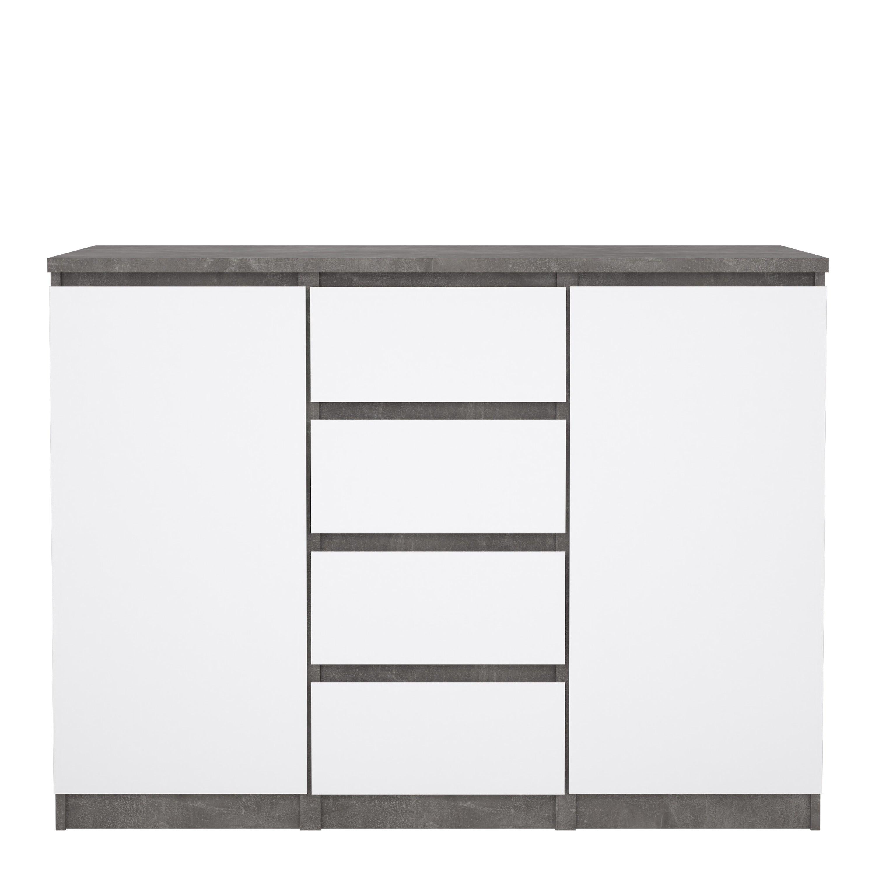 Naia Sideboard 4 Drawers 2 Doors in Concrete and White High Gloss - image 2