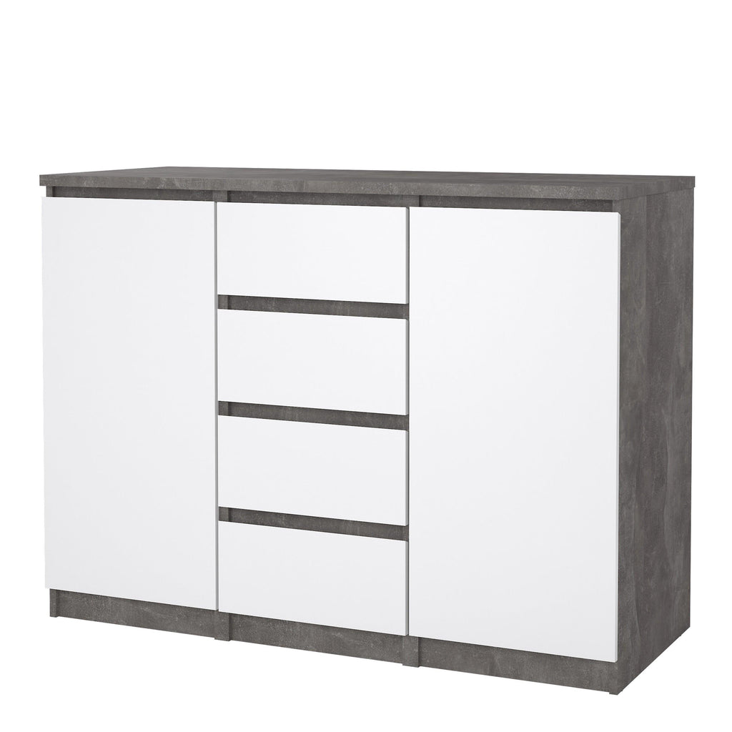 Naia Sideboard 4 Drawers 2 Doors in Concrete and White High Gloss - image 3