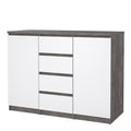 Naia Sideboard 4 Drawers 2 Doors in Concrete and White High Gloss - image 3