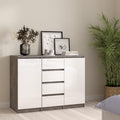 Naia Sideboard 4 Drawers 2 Doors in Concrete and White High Gloss - image 5