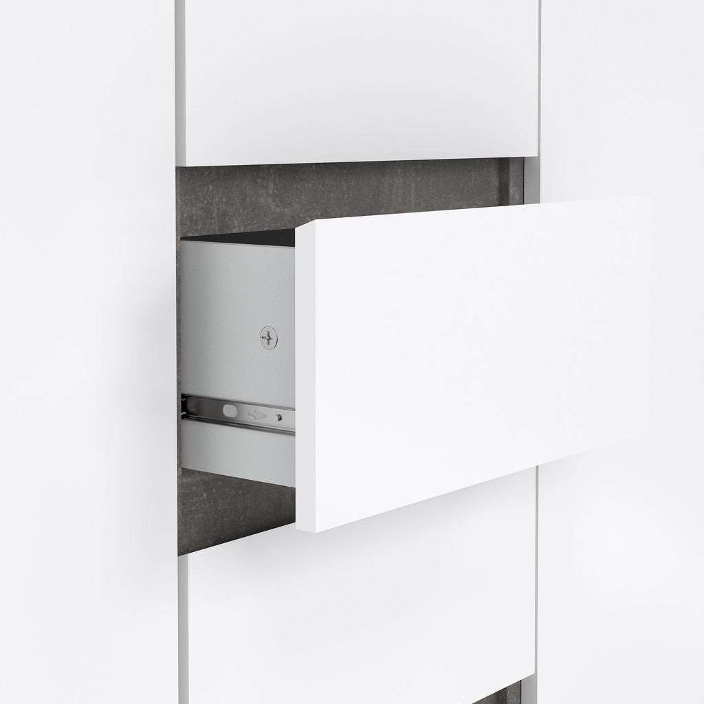 Naia Sideboard 4 Drawers 2 Doors in Concrete and White High Gloss - image 6