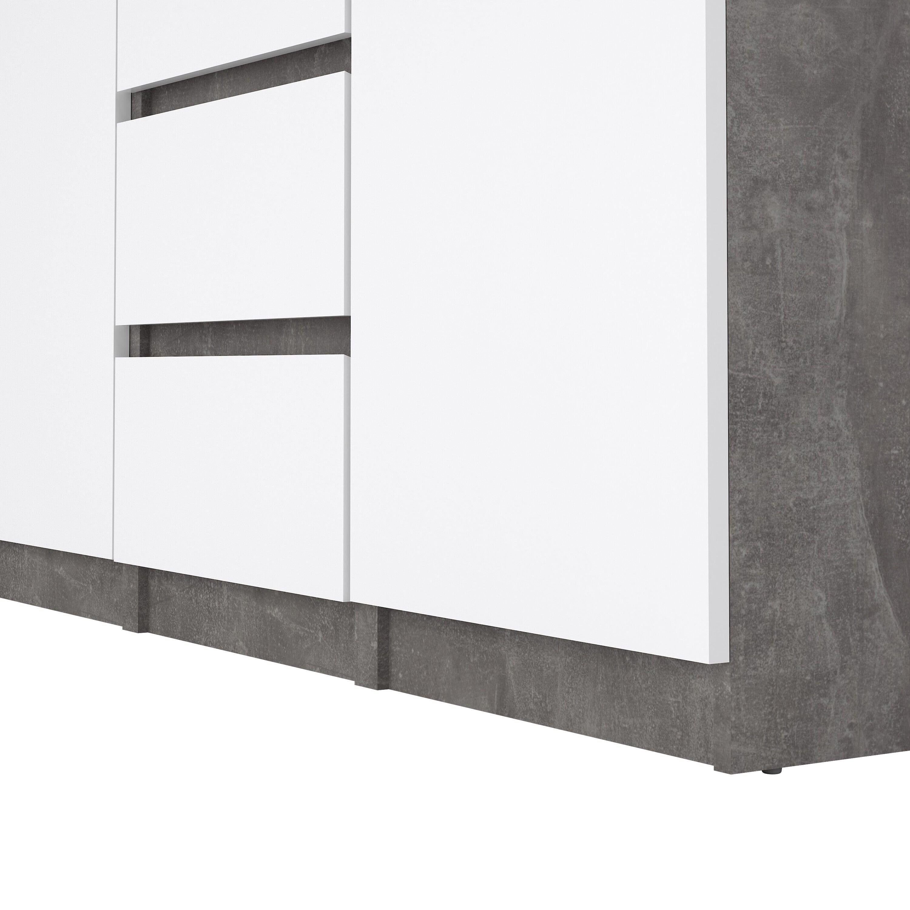 Naia Sideboard 4 Drawers 2 Doors in Concrete and White High Gloss - image 7