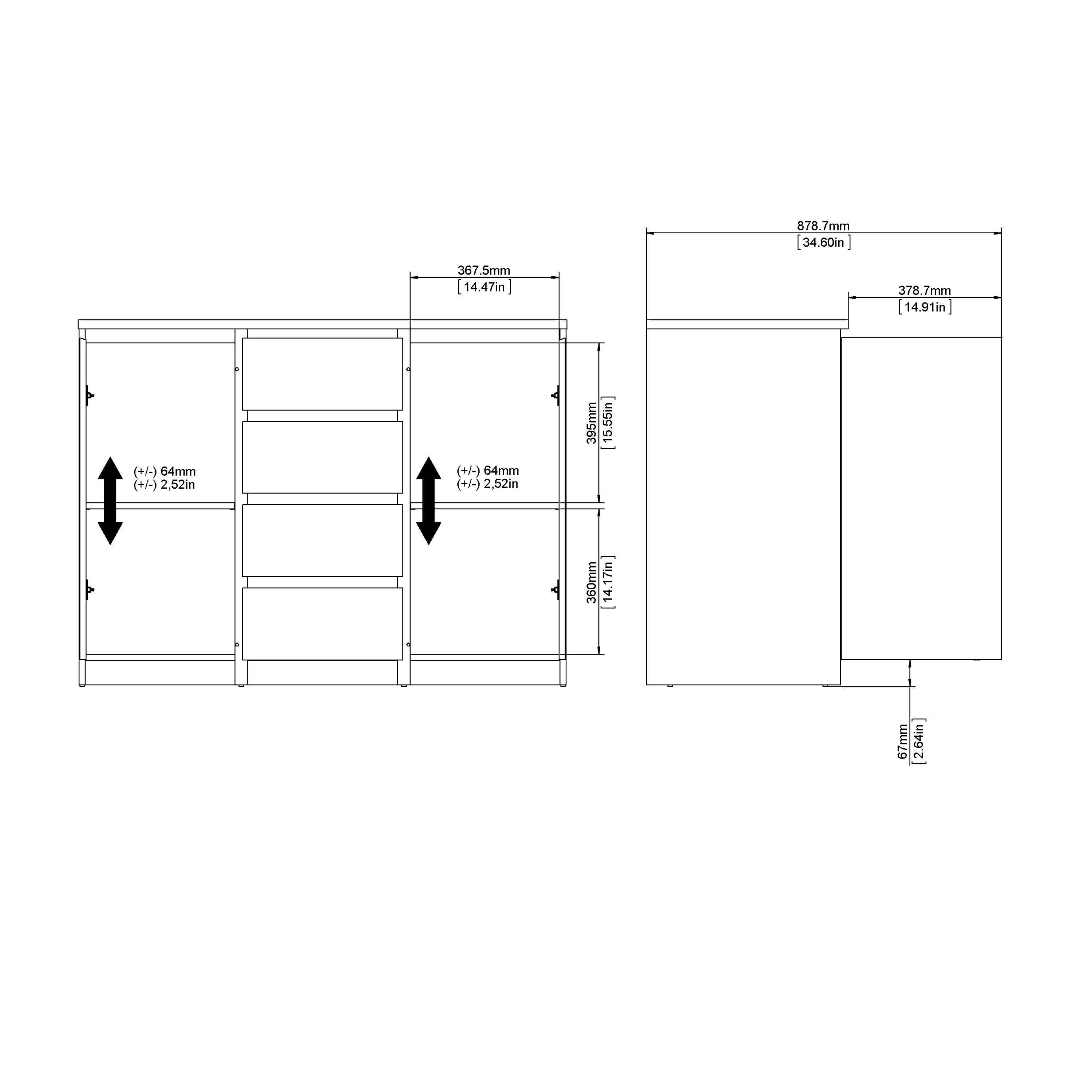 Naia Sideboard 4 Drawers 2 Doors in Jackson Hickory Oak - image 9