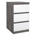 Naia Bedside 3 Drawers in Concrete and White High Gloss