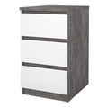 Naia Bedside 3 Drawers in Concrete and White High Gloss - image 3