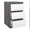 Naia Bedside 3 Drawers in Concrete and White High Gloss - image 4