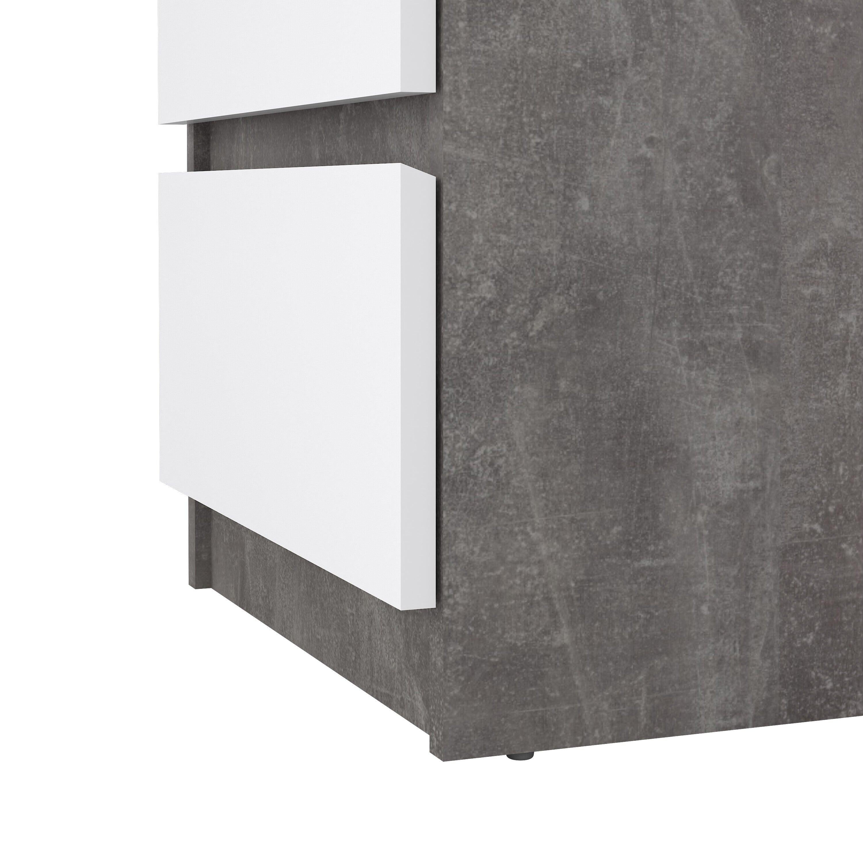 Naia Bedside 3 Drawers in Concrete and White High Gloss - image 7