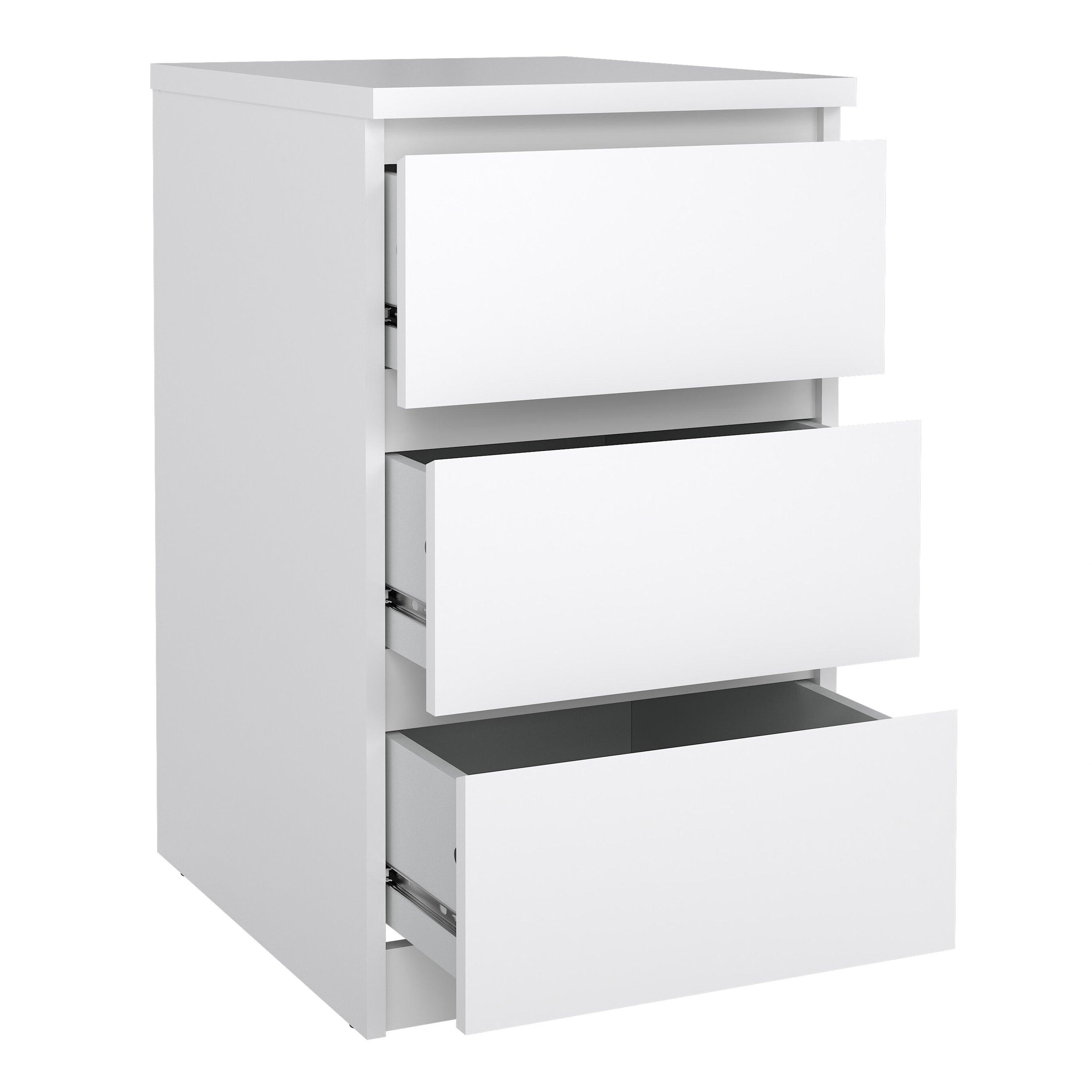 Naia Bedside 3 Drawers in White High Gloss - image 4