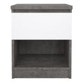 Naia Bedside 1 Drawer 1 Shelf in Concrete and White High Gloss - image 2