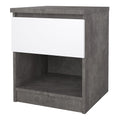 Naia Bedside 1 Drawer 1 Shelf in Concrete and White High Gloss - image 3